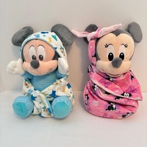 DisneyParks  Mickey Mouse & Minnie Mouse Plush in Swaddle Disney Babies